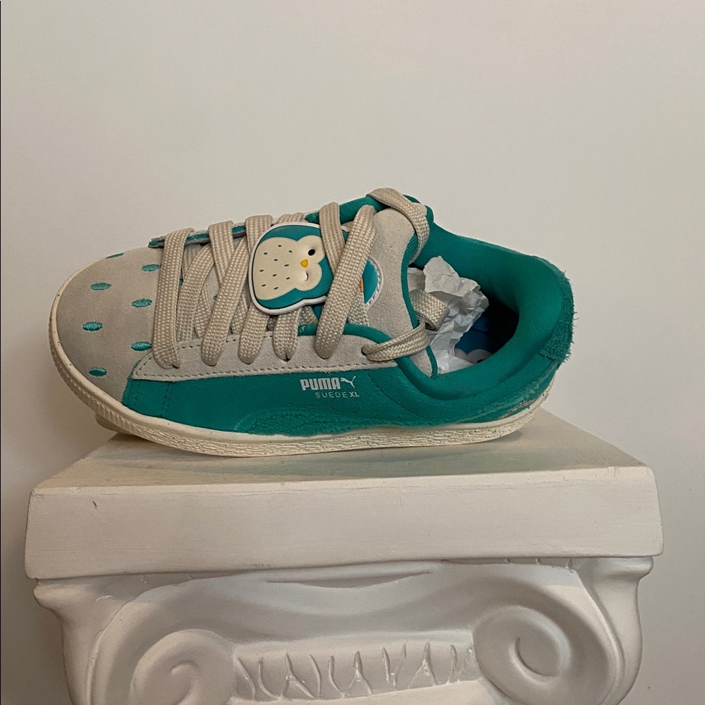 Puma Suede Turquoise and Light Gray Sneakers